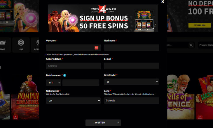 Einloggen im Swiss4Win Casino